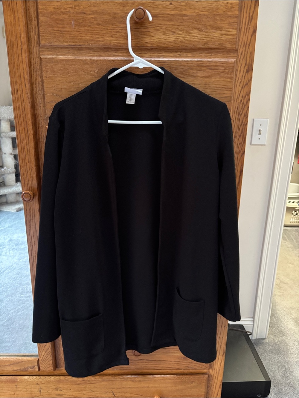 Posh Black Open-Front Blazer with Patch Pockets